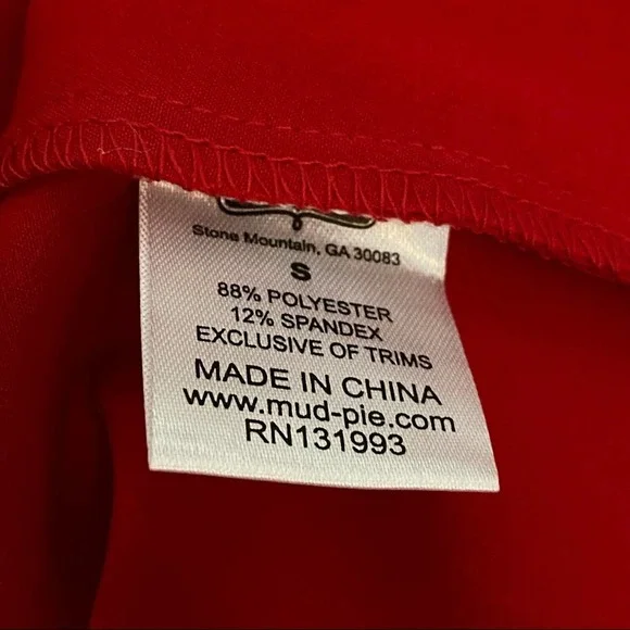 MUD PIE Red Poinsettia Brooks Bell Sleeve Dress Size Small - Picture 12 of 12